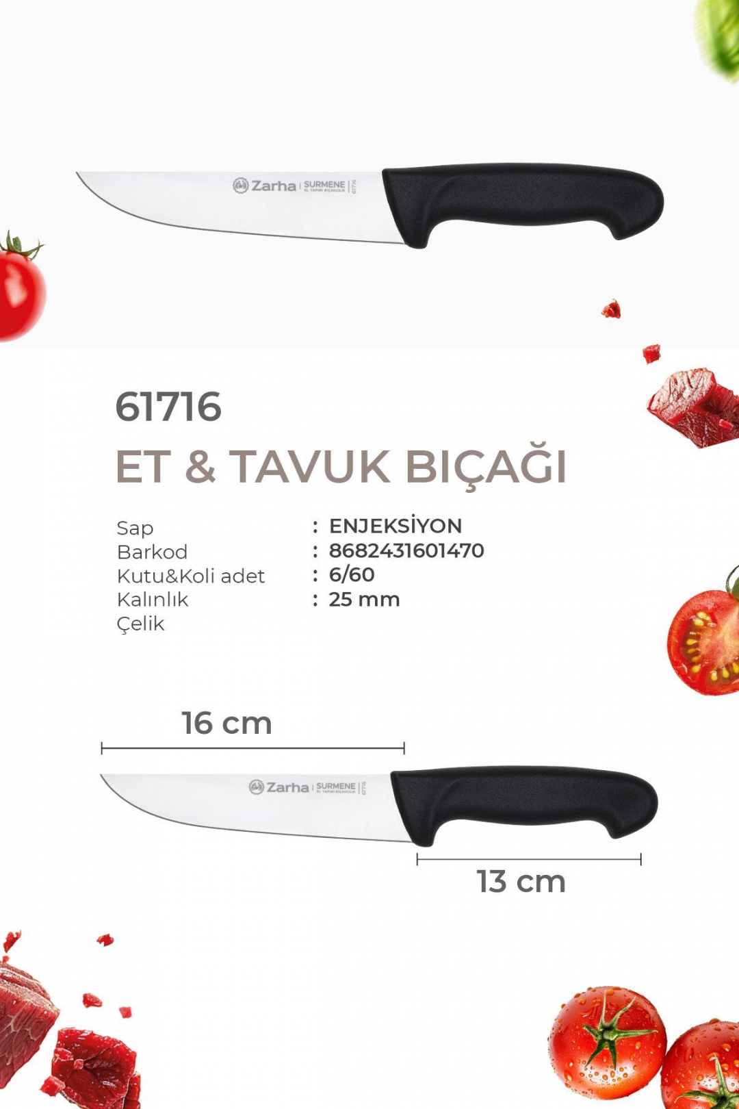 SÜRKARBİSA Zarha Et ve Tavuk Bıçağı 2